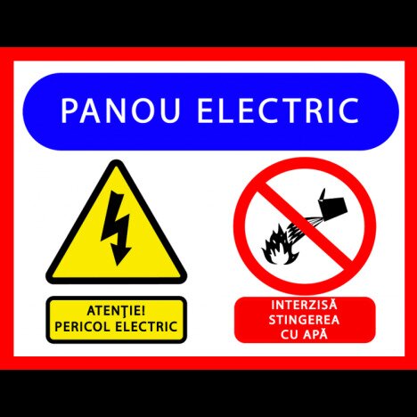 Placuta pentru panou electric atentie pericol electric interzisa stingerea cu apa